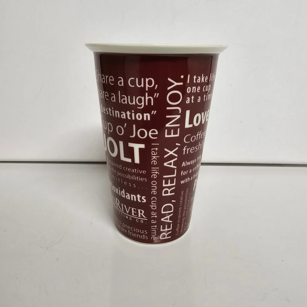 WindRiver Java Coffee Mug – Burgundy – 5.25" Tall – Typography Design - Picture 4 of 6